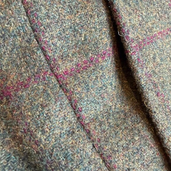 Men's Tweed Pants Trousers - Moss Green with Burgundy Windowpane - 40x27 - Picture 8 of 9